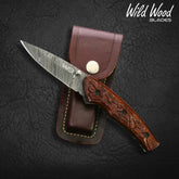 Barca Damascus Steel Tali Wood Folding Knife