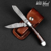 Falcon Damascus Steel Dual-Blade Folding Knife