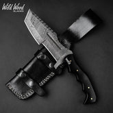 Handmade Damascus Steel Warrior Tanto Knife – Black Micarta Handle