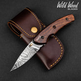 London Damascus Steel Liner Lock Folding Knife