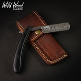 Throat Cutter Damascus Steel Straight Razor – Black Micarta