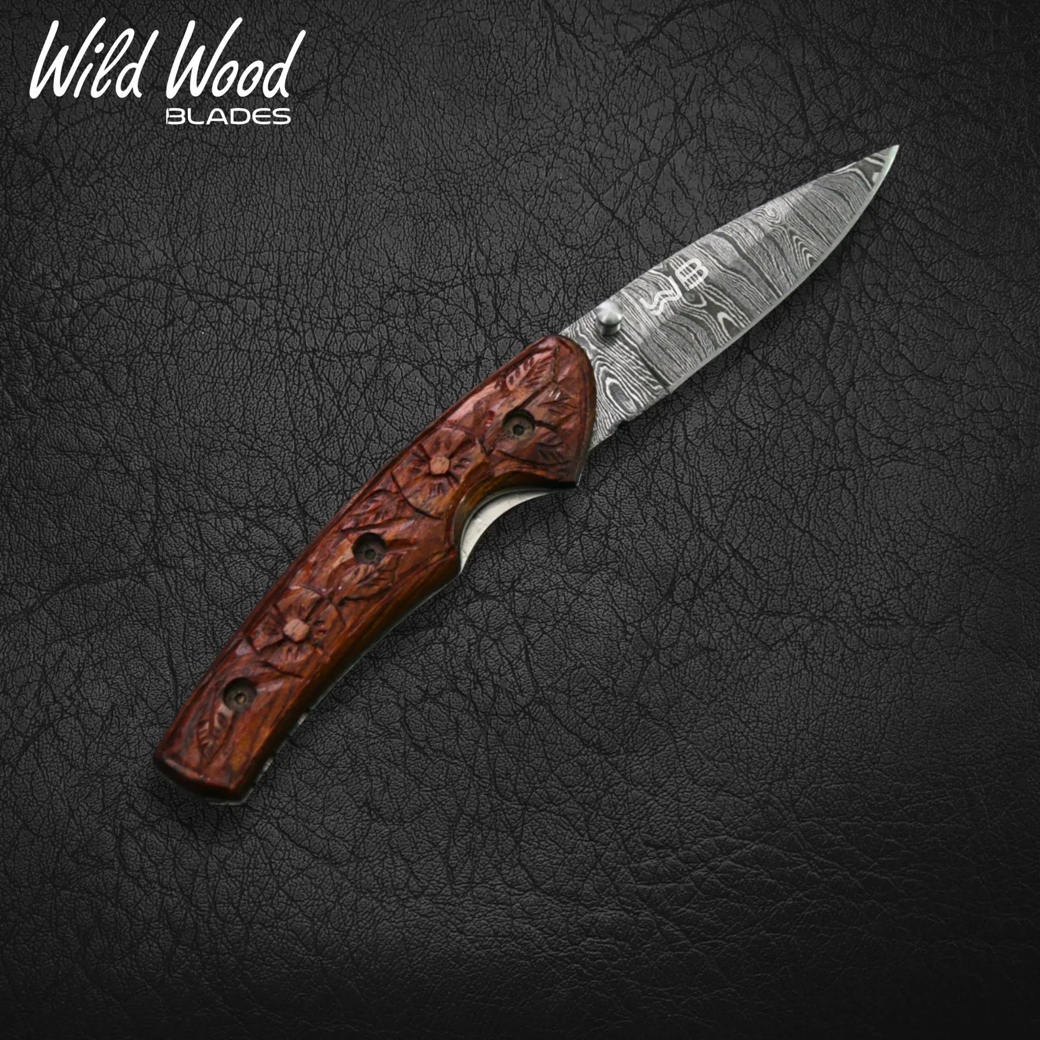 Barca Damascus Steel Tali Wood Folding Knife