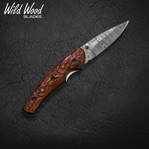 Barca Damascus Steel Tali Wood Folding Knife