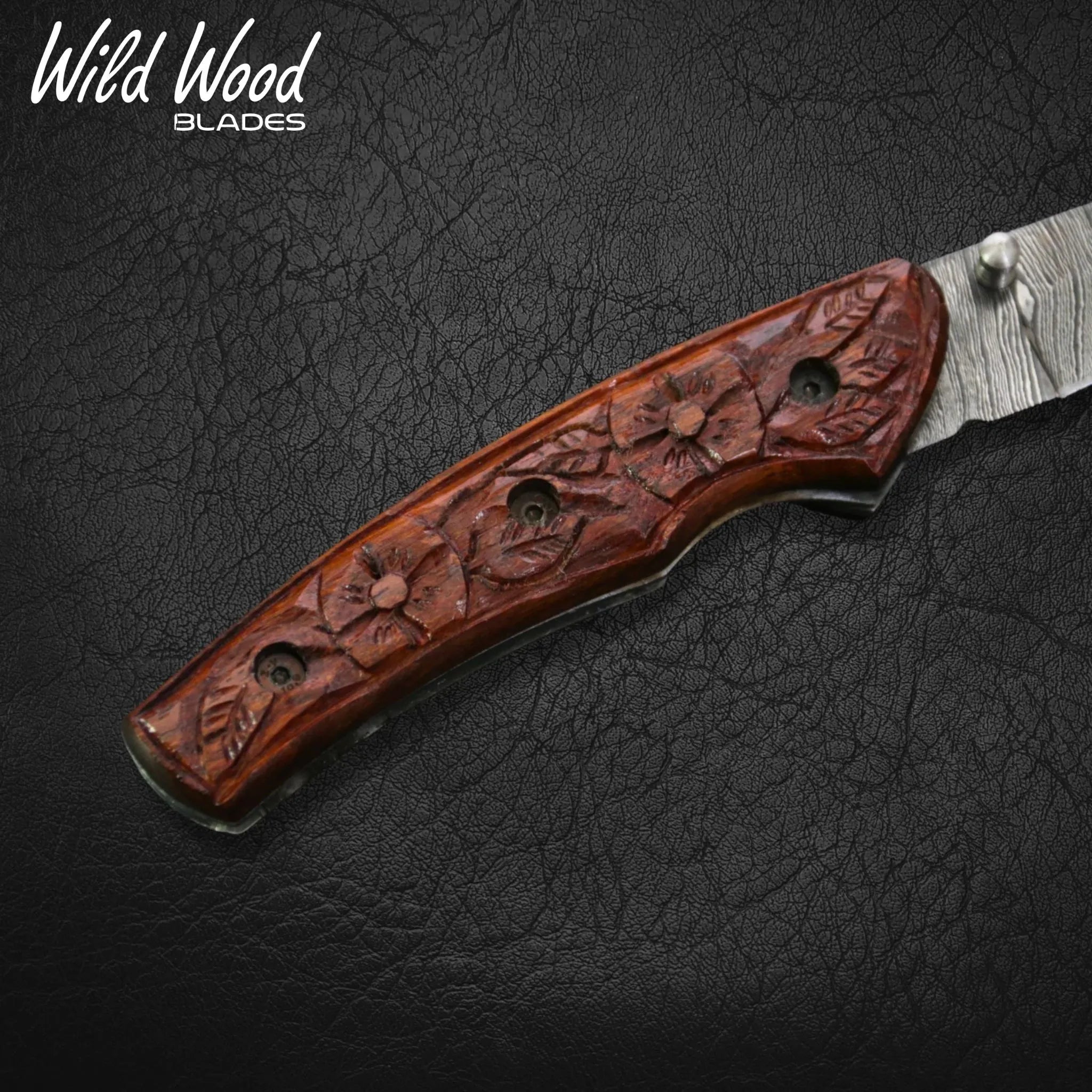 Barca Damascus Steel Tali Wood Folding Knife