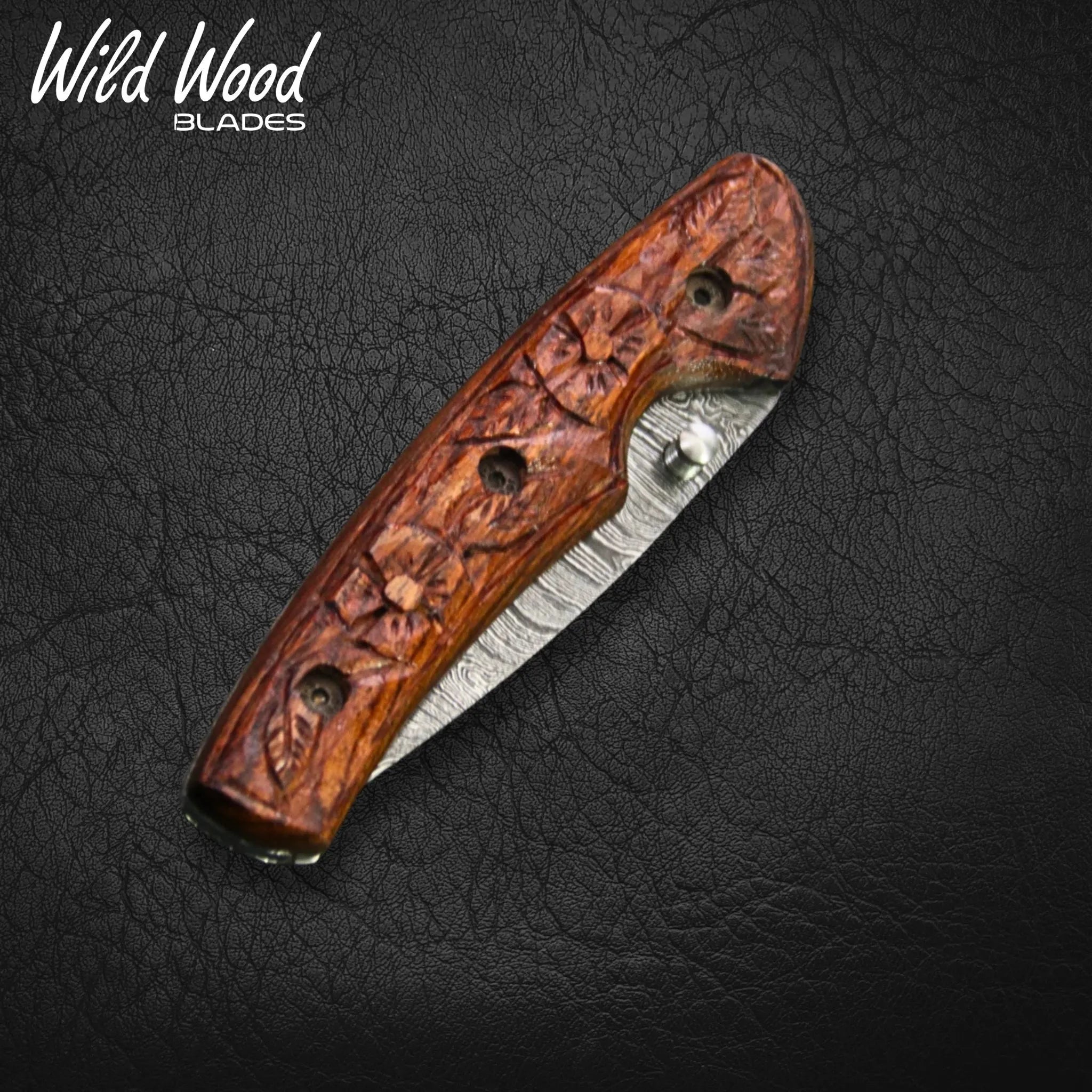 Barca Damascus Steel Tali Wood Folding Knife