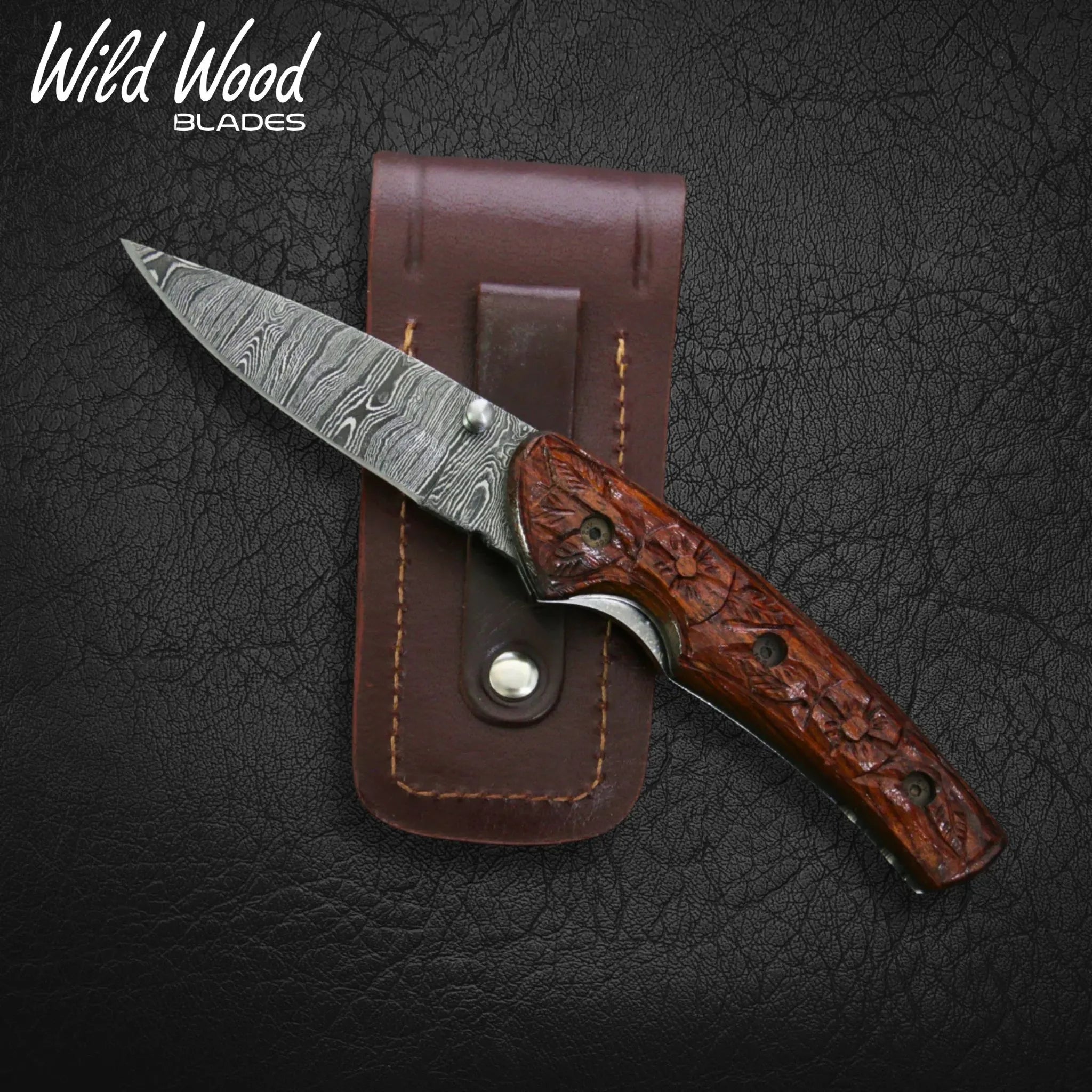Barca Damascus Steel Tali Wood Folding Knife