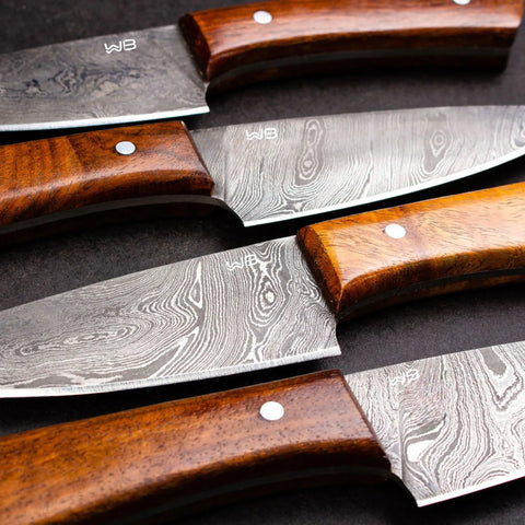 Cattleman Damascus Steel Steak Knives (4-Piece Set)
