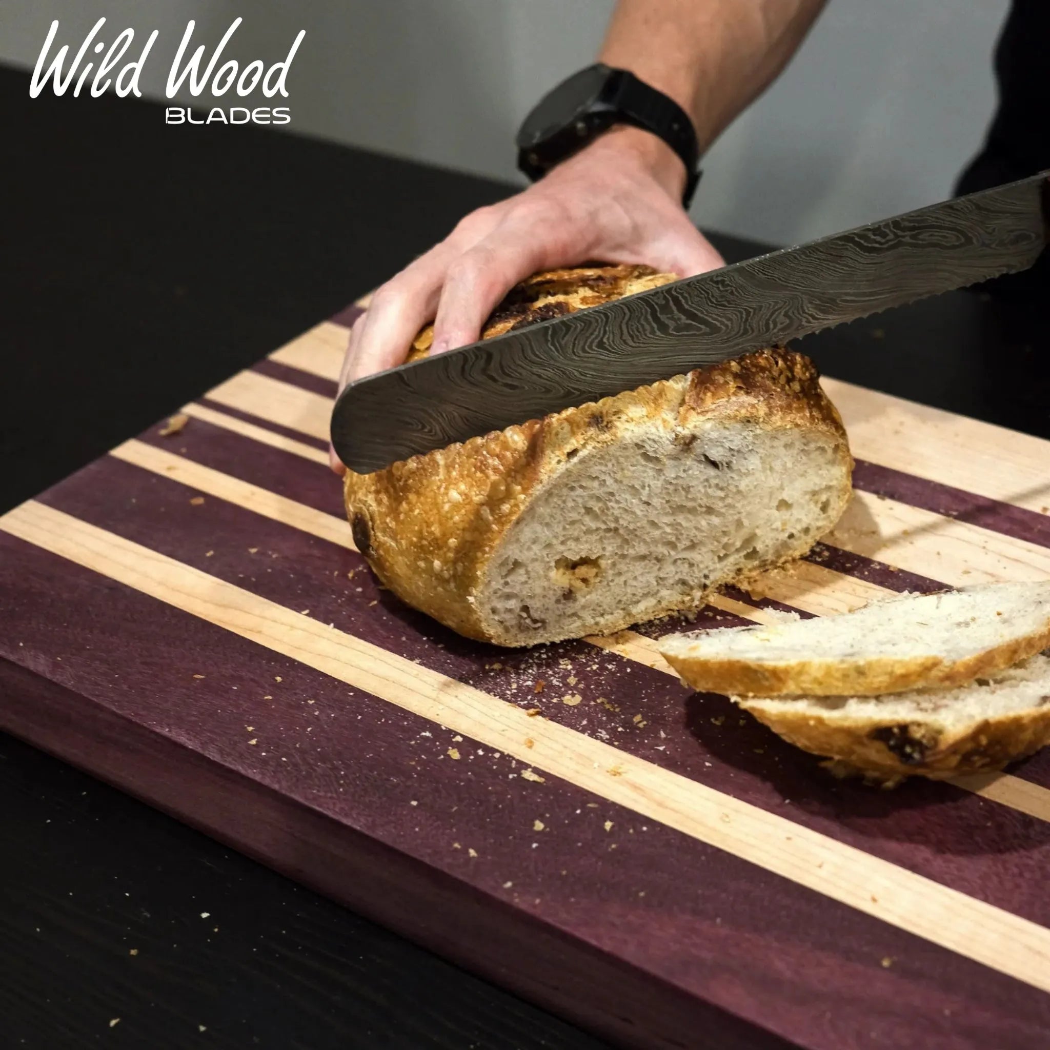 Cavallari Damascus Serrated Bread Knife – Yellow & Black