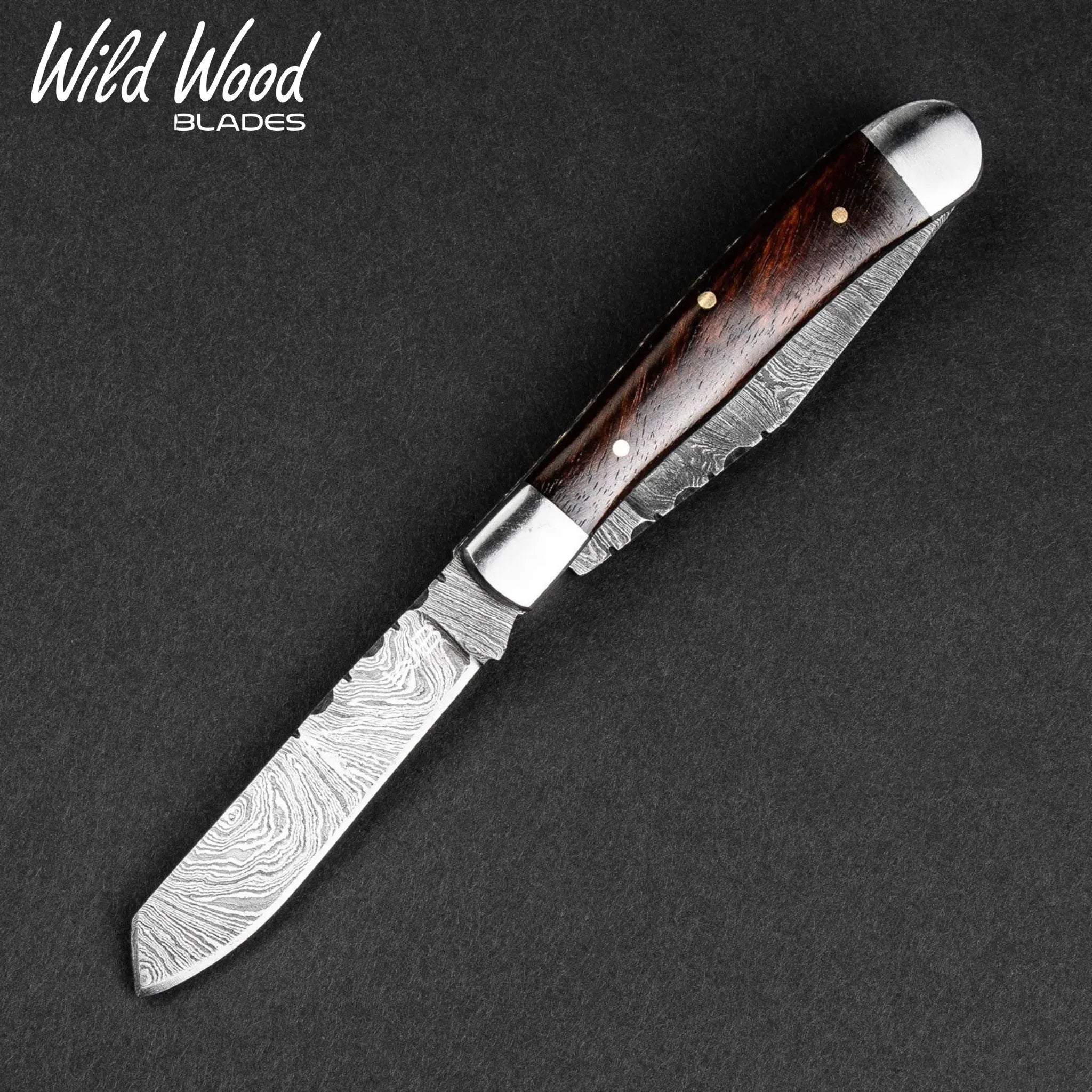 Falcon Damascus Steel Dual-Blade Folding Knife