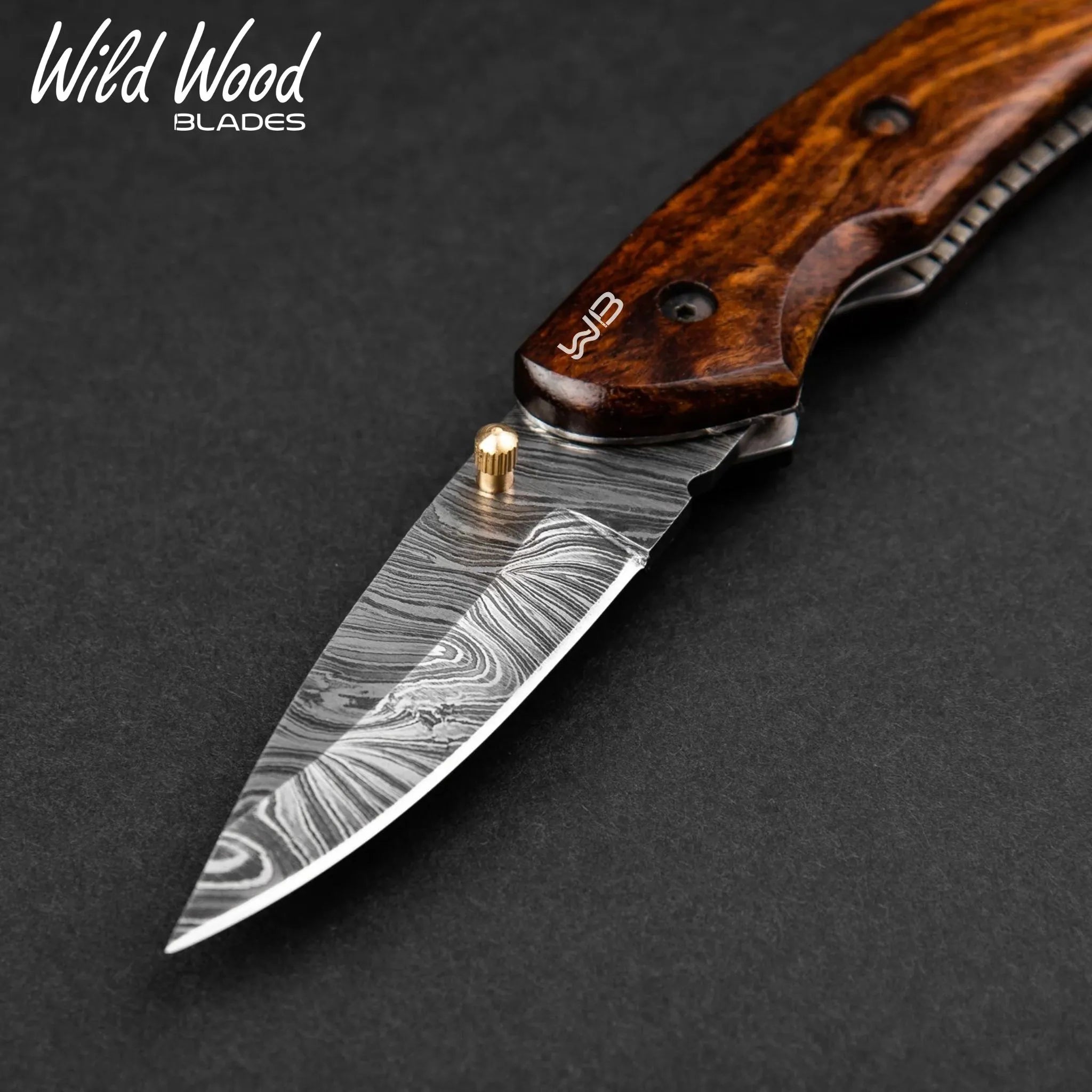 London Damascus Steel Liner Lock Folding Knife