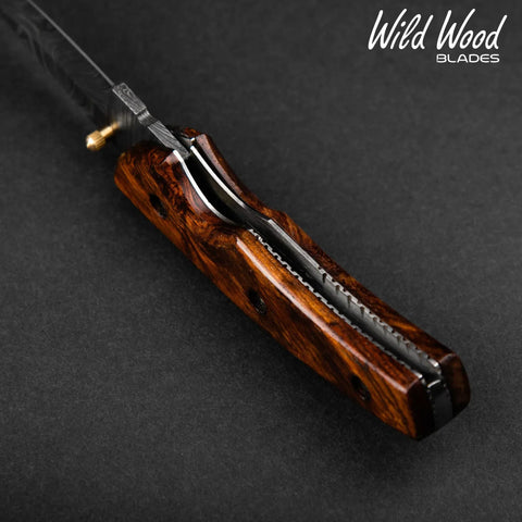 London Damascus Steel Liner Lock Folding Knife