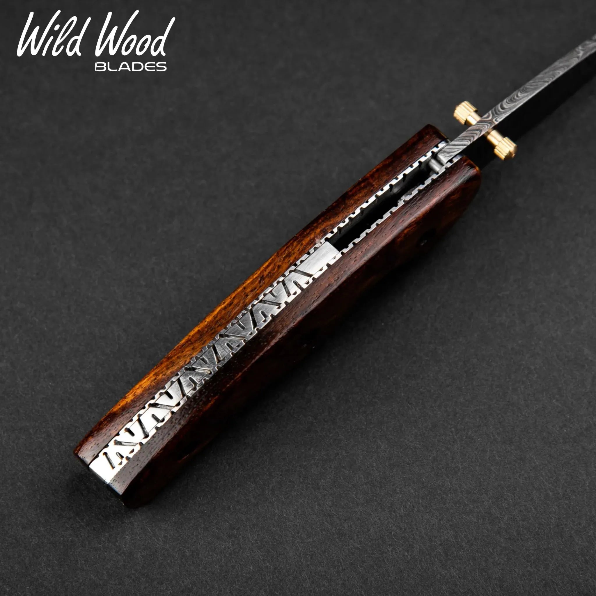 London Damascus Steel Liner Lock Folding Knife