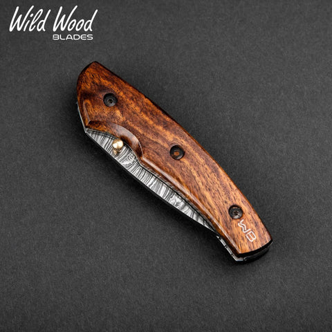 London Damascus Steel Liner Lock Folding Knife